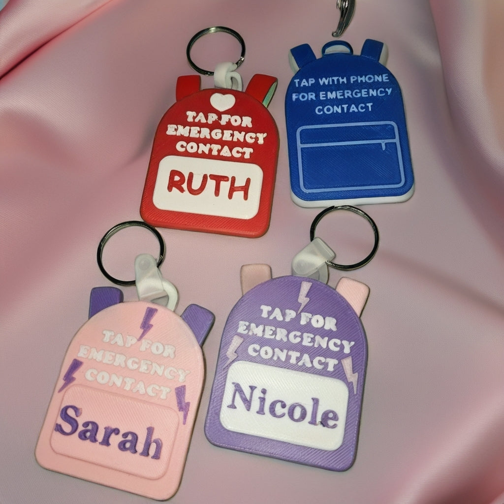 Kids Emergency Contact NFC Backpack keychain Tag