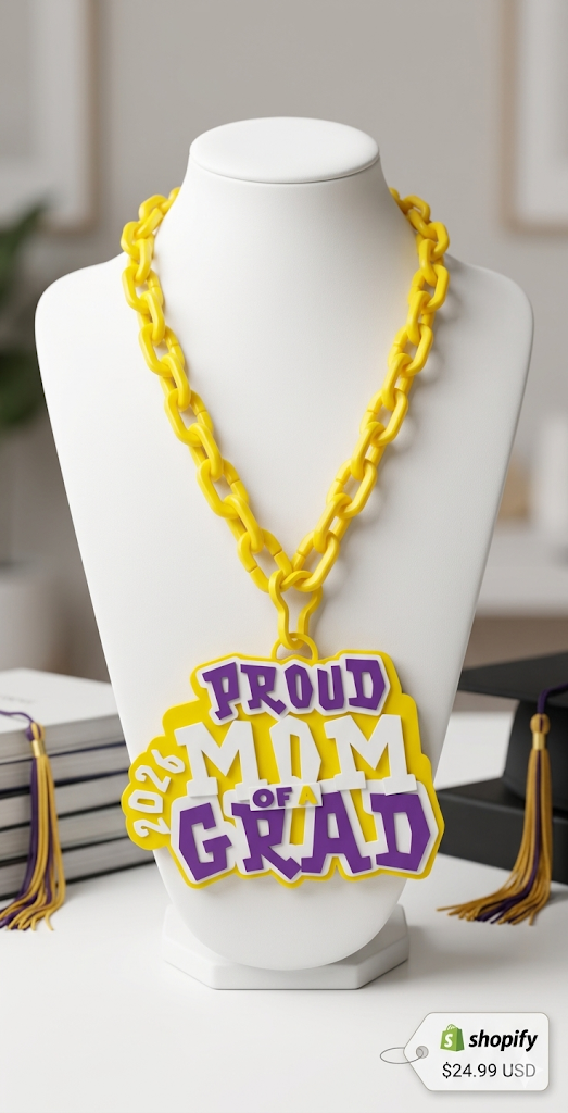 2026 Proud Mom of a Grad Hype Chain – Custom Graduation Spirit Chain