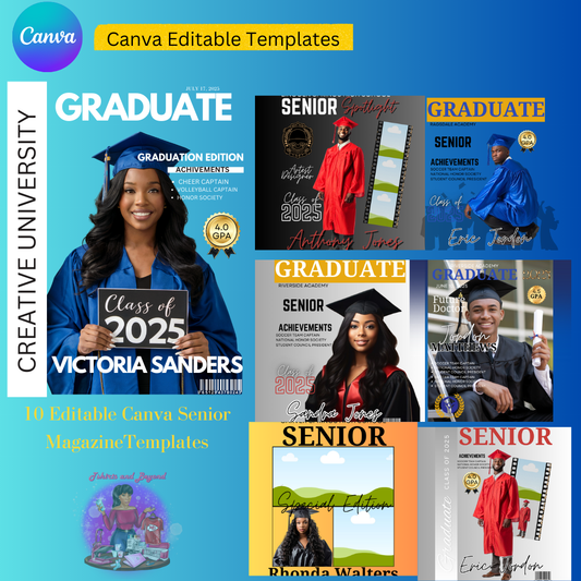 10 Editable Canva Graduation Magazine Templates