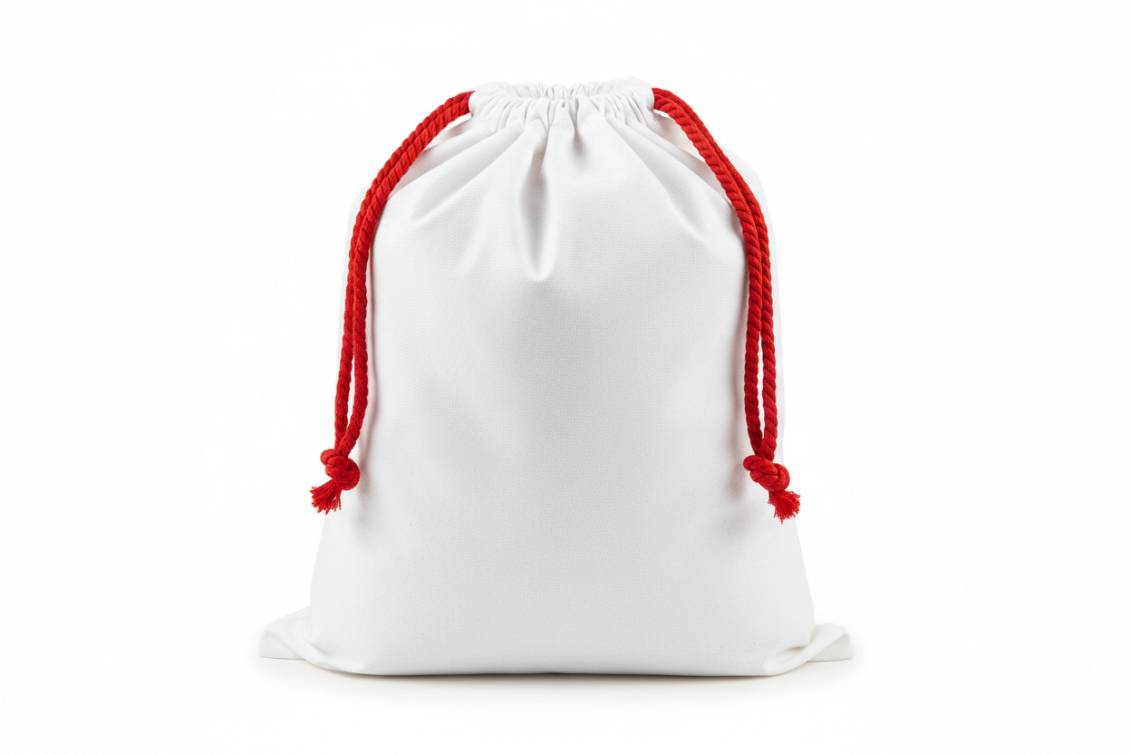 blank White santa Sac with Red Strings