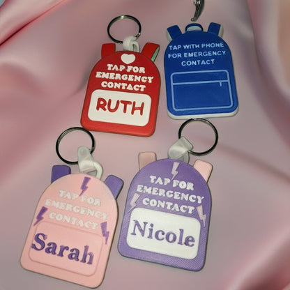 Kids Emergency Contact NFC Backpack keychain Tag