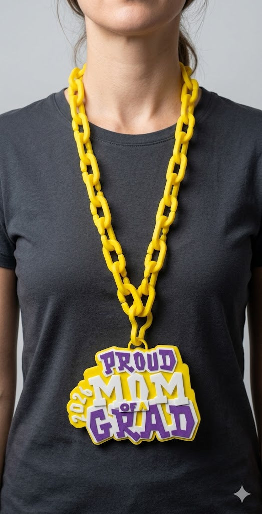 2026 Proud Mom of a Grad Hype Chain – Custom Graduation Spirit Chain